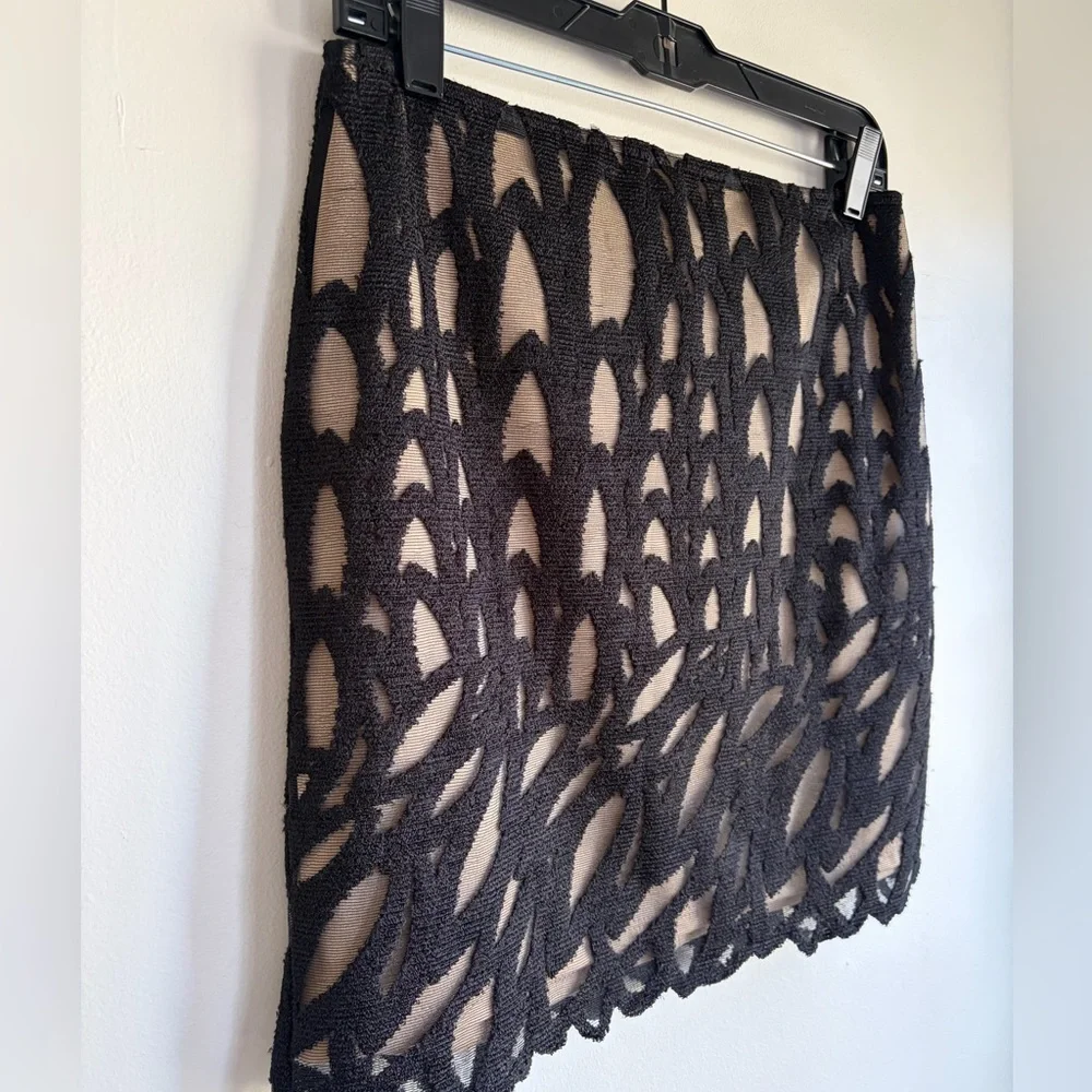 Benjamin Jay Black Lace Overlay Pencil Mini Skirt Size M